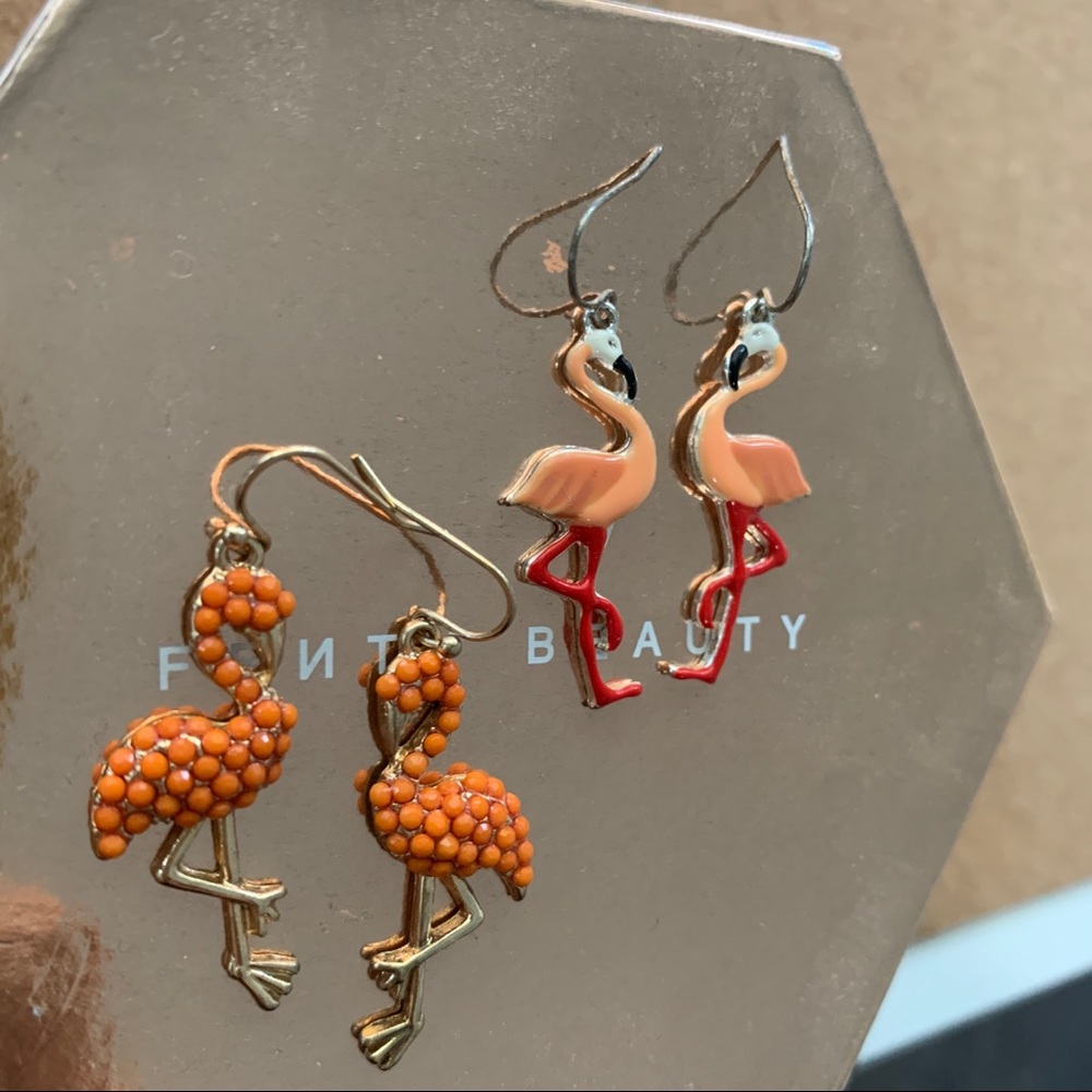 Vintage flamingo earrings set